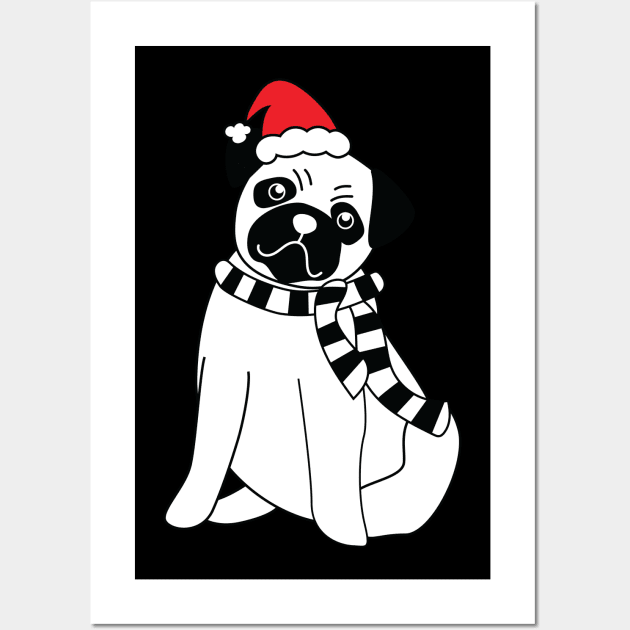 Christmas Pug Wall Art by hippyhappy